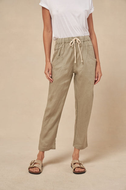 Luxe Linen Pants - Khaki