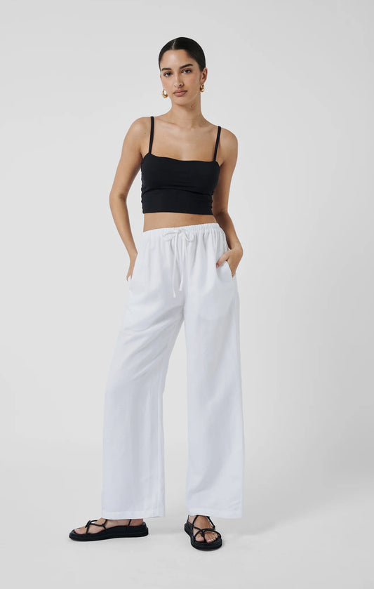 South Beach Linen Pant - White