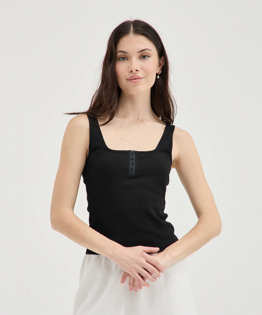 Tank Top with Hook & Eye - Black